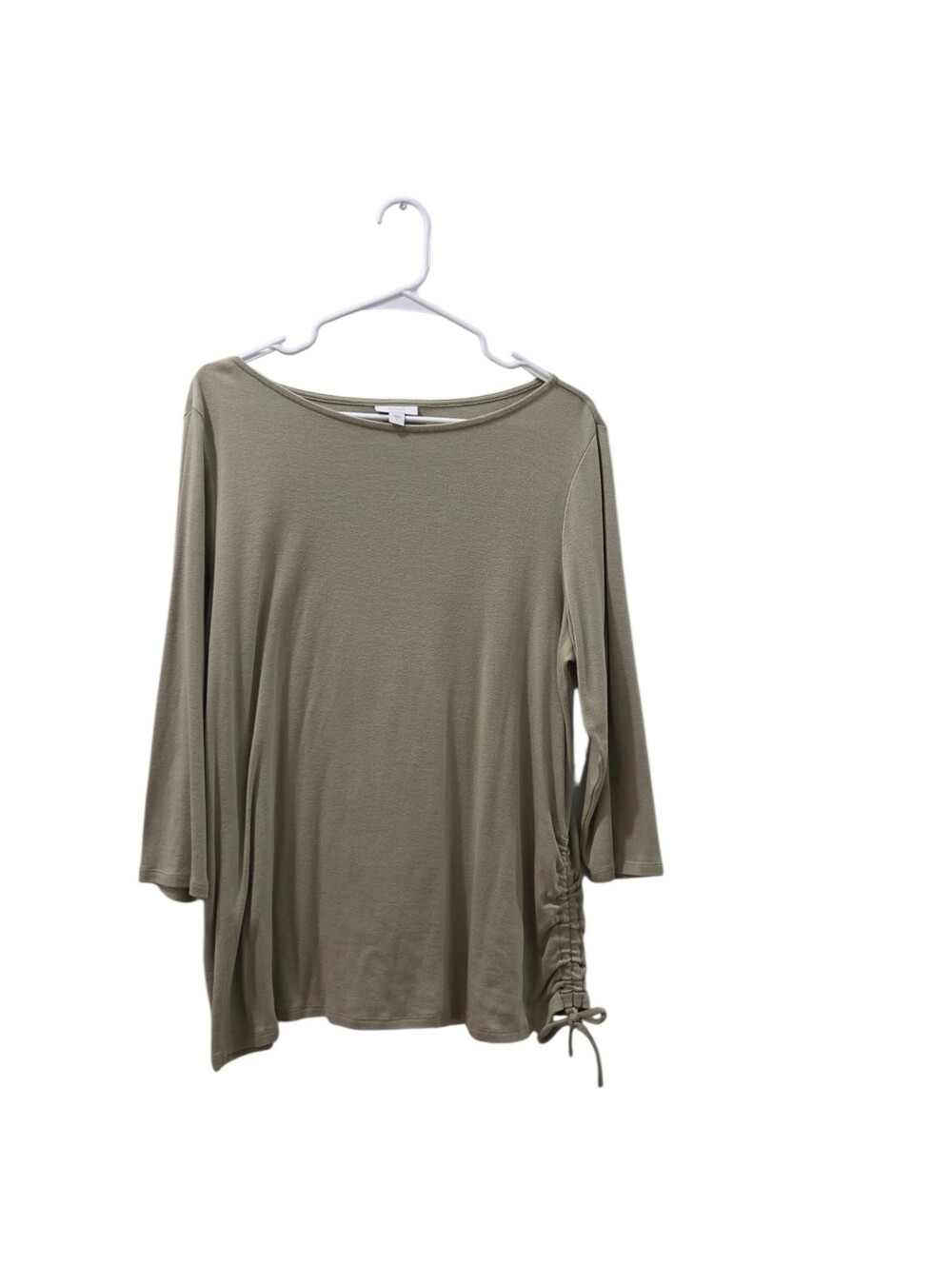 Pure Jill J. Jill Large Olive Ruched Side Knit Top Modal Blend Casual Shirt